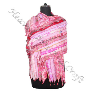 2023 venta al por mayor hecho a mano Vintage seda Sari 15 tiras bufandas reciclado Fabricante Mayorista de India Sari parches reversibles - Product Image 6