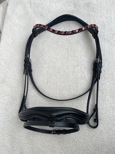 Premium Leather Horse Bridle with Pink Crystal Browband Comfortable Padded Design Durable Horse Equipment Accessories - Product Image 4