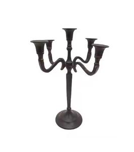 Chandelier en métal brillant à 5 bras, support de bougie fait à la main à usage religieux, éclairage d'église, pot de bougeoir en métal - Product Image 1