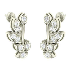 NOVAMART Fine Premium 925 Sterling <b>Silver</b> <b>Stud</b> <b>Earrings</b> for Women Girls-Plant Water Drop Shapes Princess Cut Diamond Accent 14k - Product Image 3