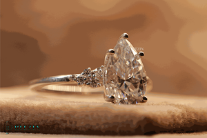 Pera y corte redondo diamante 7 piedra estilo anillo de compromiso para mujer - Product Image 4