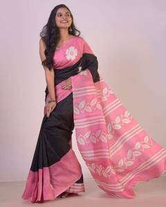 Pure Bishnupuri Tussar Silk Saree con blusa Trabajo pintado a mano Calidad especial - Product Image 4