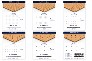Panneaux acoustiques en MDF perforé, espacement des trous de 2,66 à 32 mm, isolation phonique, bureau, bâtiment, design minimaliste - Product Image 1