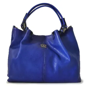 Made in italy, Collodi Woman Bag in cow leather- Bruce Electritic Blue
