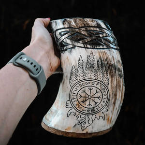 Taza de cuerno de búfalo de acero inoxidable de 700ml de alta calidad, acabado pulido, cuerno vikingo Natural para beber, tapa de cerveza de café para manualidades - Product Image 3