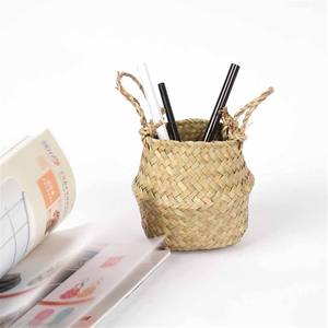 ตะกร้าใส่เครื่องเขียนจากหญ้าทะเลธรรมชาติ ราคาถูกที่สุด ที่ใส่ปากกาจากหญ้าทะเล ภาชนะสำหรับวางบนโต๊ะ - Product Image 5