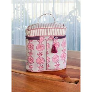 Trousse de Maquillage Rose Anar - Grande Trousse de Rangement en Toile de Coton avec Fermeture Éclair - Product Image 3