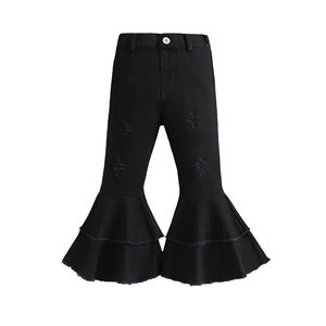 Enfants adolescents filles jean enfant en bas âge couleurs unies Flare Denim pantalon décontracté Denim pantalon pantalon respirant petite taille filles jean - Product Image 3