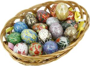 Decoraciones de Pascua de madera Papel Mache Huevos colgantes en cesta Niños, Escuela y Oficina Suministros para fiestas, La mejor idea de regalo - Product Image 6