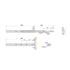 Emuca Set di 5 Full Extension 45mm di altezza 350mm di profondità guide per cassetti con cuscinetti a sfera e Push Closing - Product Image 5