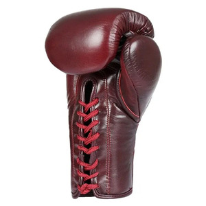 Gants de compétition à logo personnalisé de haute qualité Gants de boxe d'entraînement en cuir confortables avec SI-BG-039 en dentelle - Product Image 3