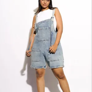 2023 Trending Wholesale Womens Mid Waist Fashion Jumpsuit Denim Dungaree Jumpers For Woman