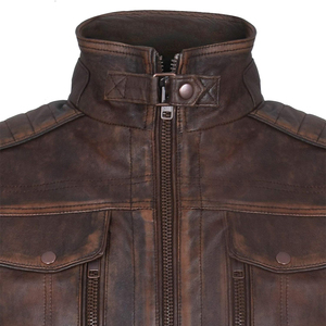 Chaqueta de Cuero para Hombre, Estilo Motero, Cuello Alto, para Invierno, Nueva Moda 2024, Calidad, Venta al por Mayor OEM a Buen Precio, Envío DDP - Product Image 5