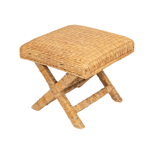 Tabourets et ottomanes en jacinthe d'eau et bois, tressés à la main, style ferme, avec pieds croisés, pour salons ou salles à manger, du Vietnam - Product Image 1