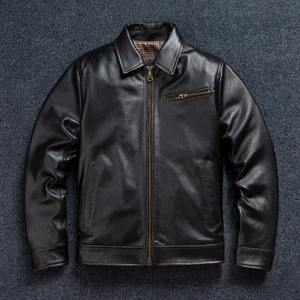 Chaqueta de Cuero Vacuno Genuino de los Años 30, Impermeable y Transpirable, con Solapa, para Hombre - Product Image 6