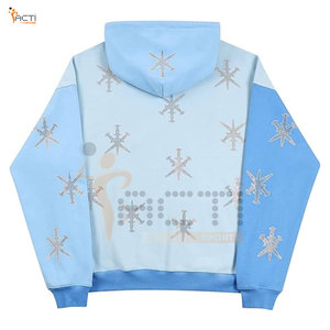Sudaderas con capucha de diamantes de imitación de diseño de logotipo de alta calidad de color sólido a precio bajo sudaderas con capucha de diamantes de imitación de precio asequible - Product Image 2