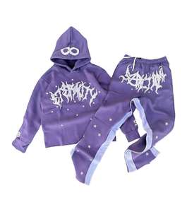 สินค้ามาใหม่ 2026 ชุดฮู้ดดี้หนานุ่ม ระบายอากาศได้ดี ผลิตจากโพลีเอสเตอร์แบบแอซิดวอช สไตล์สตรีทแวร์ พร้อมกางเกงขายาวทรงบาน สำหรับผู้ชาย - Product Image 4