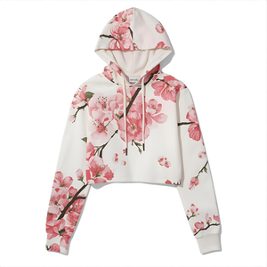 Fabrication Cherry Bloosem Theme Sweat à capuche court imprimé pour femme | Fabricant de streetwear Design Floral personnalisé - Product Image 4