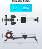 Máquina de Remo Magnética para el Hogar, 16 Niveles de Resistencia Ajustable, Riel de Deslizamiento Doble, Máquina de Remo Interior, Máquina de Ejercicio