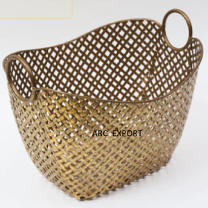 Seau de rangement fantaisie en métal doré avec décoration en fil Designer élégant dernière conception unique fantaisie dernière portion grande forme - Product Image 6