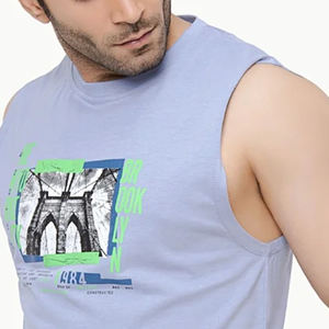 Camiseta Deportiva de Gimnasio 100% Algodón al por Mayor, Camiseta sin Mangas para Entrenamiento, Culturismo, Camiseta sin Mangas para Hombre, Antiarrugas, de Secado Rápido - Product Image 6