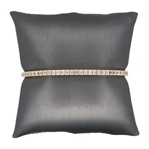 18K Yellow Gold Plated Vintage Style Emerald Cut Diamond Bangle <b>Bracelet</b> Simply Designed Women's Statement Piece - Product Image 5