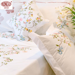 Wholesale Embroidered Floral Combo Pillowcase and Bed Linen Elegant Formal Home <b>Decor</b> for <b>Bedroom</b> Decoration - Product Image 1