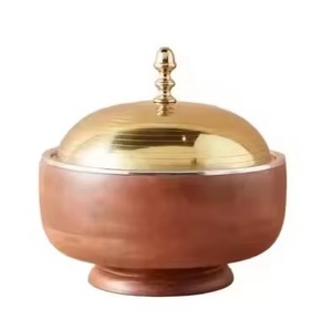 Wooden Food Warmer for Serving Attractive Design Casserole <b>Dish</b> With Metal Lid Top Quality Minimalist Design Hot Selling - Product Image 2