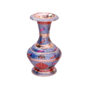 Florero de latón con grabado multicolor con pintura roja y acabado dorado para Decoración de mesa florero decorativo de alta calidad - Product Image 5