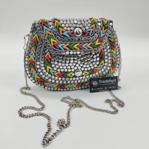 Handmade High Vintage Metal <b>Clutch</b> for Women Mid Century Fashion Quality Handheld Evening <b>Bag</b> Wedding Bridal Shower <b>Pearl</b> Chains - Product Image 1