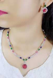 Tendance américain diamant pendentif ensemble Cz pierre fête porter Premium Design indien femmes bijoux à la main en vrac produit - Product Image 4