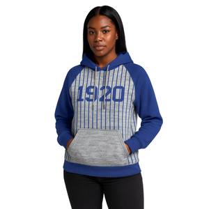 Année de fondation 1920 Zeta Phi Beta Gris Corps Bleu Raglan Pinstripes Pull À Capuche Sororité Vêtements Personnalisé Divine Neuf HBCU - Product Image 1