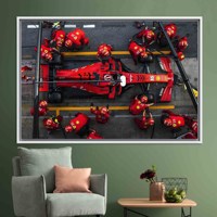 Impression sur panneau Art Déco Charles Leclerc Ferrari - Art mural personnalisé sur toile encadrée transparente à suspendre