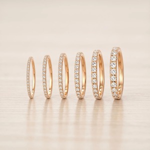 Bague éternelle pavée de diamants de laboratoire taille ronde vintage 0,08 ct E VVS, en or massif 14 carats, cadeau pour occasion spéciale - Product Image 3