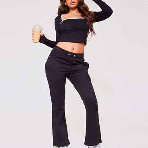 Pantalon de survêtement personnalisé pour femme avec logo brodé, style streetwear, joggers, séchage rapide, vente en gros OEM - Product Image 5