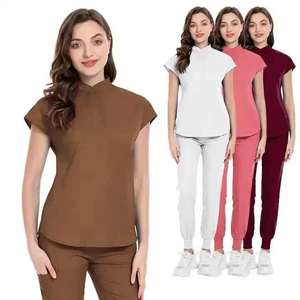 Conjunto de Uniforme Médico para Mujer, Tela Suave y Elástica, Corte Entallado, Estilo Utilitario con Múltiples Bolsillos, para Uso Profesional - Product Image 6