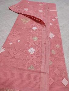 Exclusivo Deshi Dhakai Jamdani PINK Sharee calidad superior para mujeres JAMDANI tela azul rojo verde dorado de Bangladesh - Product Image 5