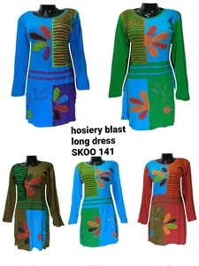 Women's XL Casual Bohemian Maxi Dress Stylish Rayon Hosiery <b>Lace</b> Button Pattern Embroidery Tassel Crystal Long <b>Sleeves</b> Summer - Product Image 2