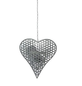 Adornos de corazón colgantes de Metal hechos a mano, árbol decorativo de Navidad, decoración festiva para fiestas - Product Image 3