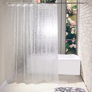 Revêtement de rideau de douche en plastique EVA transparent, résistant à la moisissure et à la moisissure, rideaux de salle de bain extra longs