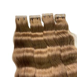 Extensiones de Cabello Humano 100% Natural, Color Marrón, Punta Plana, Donante Único, Cabello Virgen, Super Doble Trama, con Cinta Adhesiva, Clip, Paquete - Product Image 5
