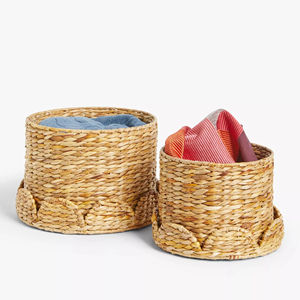 Ensemble de 2 paniers de rangement en jonc à bord festonné, panier de rangement fait à la main, vente en gros, écologique, fabriqué au Vietnam - Product Image 2