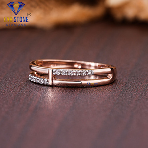 Lab-Stone Party Wear Bague en diamant 0.12 TDW Diamant taille ronde Or rose 18kt Couleur EF-VS - Product Image 2