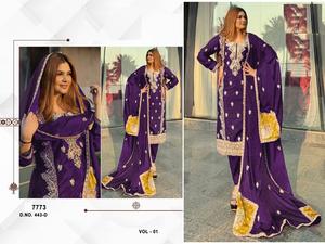 Nuevo Kameez bordado pesado pakistaní con Jarkan Work Cosido Stanton Bottoms Dupatta Traje para fiestas - Product Image 3