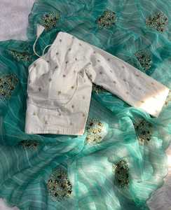 Último Diseño de Atuendo, Estilo Moderno, Sari Puro Brillante con Motivos de Diseño Elegante, Trabajo de Calado, Exportador y Proveedor Indio - Product Image 5