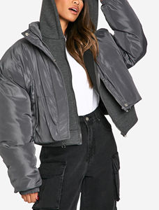 Veste matelassée pour femme, style décontracté d'hiver, nouvelle collection, coupe courte, doudoune, grande taille, respirante, logo imprimé DTF personnalisé - Product Image 3