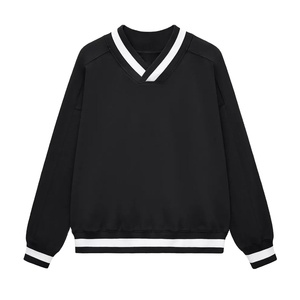 Sweat-shirt à col en V pour homme avec logo personnalisé, coupe ample, en molleton de coton uni, pull décontracté, streetwear, fournisseur en gros - Product Image 1