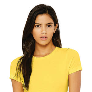 T-Shirt jaune Slim pour femme, longueur du corps plus longue, 100% Airlume, en coton peigné avec anneau, 32, 4.2 oz - Product Image 4