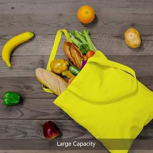 Ventes chaudes, services OEM, sac fourre-tout en coton naturel de couleur jaune avec longue poignée, réutilisable, idéal pour le shopping - Product Image 5