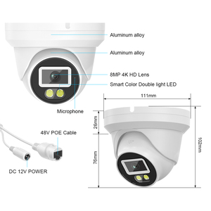 8MP 4k Kim Loại Nhà ở Dome Camera <span class=keywords><strong>IP</strong></span> máy ảnh Xmeye <span class=keywords><strong>IP</strong></span> PoE Camera an ninh Hệ thống CCTV ngoài trời nhà nhận dạng khuôn mặt bé màn hình - Product Image 6